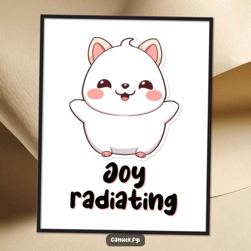 Funny Chubby Cat Digital Art Print: A proud, happy chubby feline character beaming with pure joy, perfect for instant decor or a funny gift.