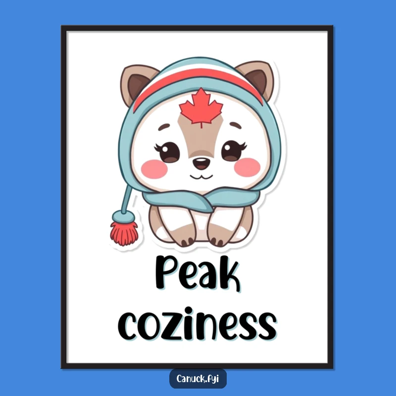 Funny Cozy Canadian Animal Toque Digital Art - Adorable Winter Print Gift