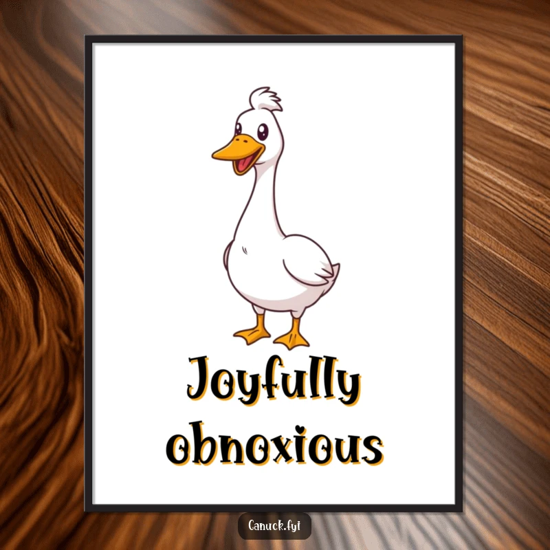 Funny Digital Art Print of a goose with a proud stance, honking cheerfully, capturing a moment of humorous confidence and joy.