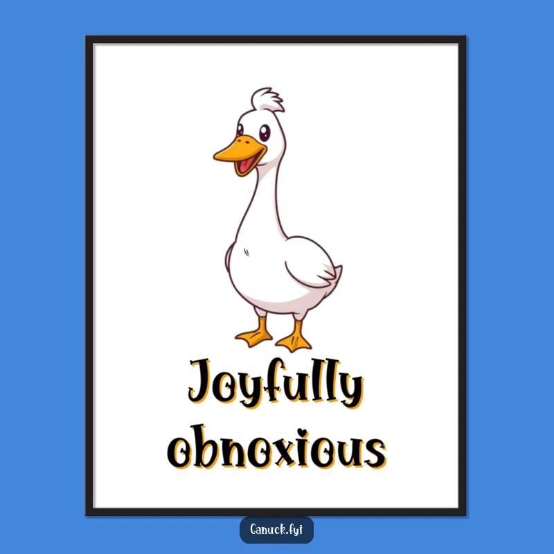 Funny Digital Art Print: Goose Honks Cheerfully, Instant Bold Decor