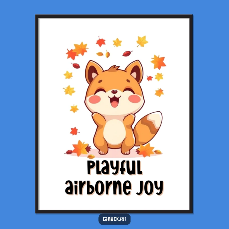 Funny Happy Animal Maple Seed Digital Art - Printable Autumn Decor