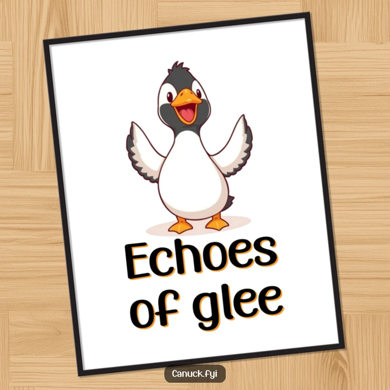 Funny Digital Art Print: A loon joyfully calling out, a humorous and vibrant wildlife illustration ready to be printed.