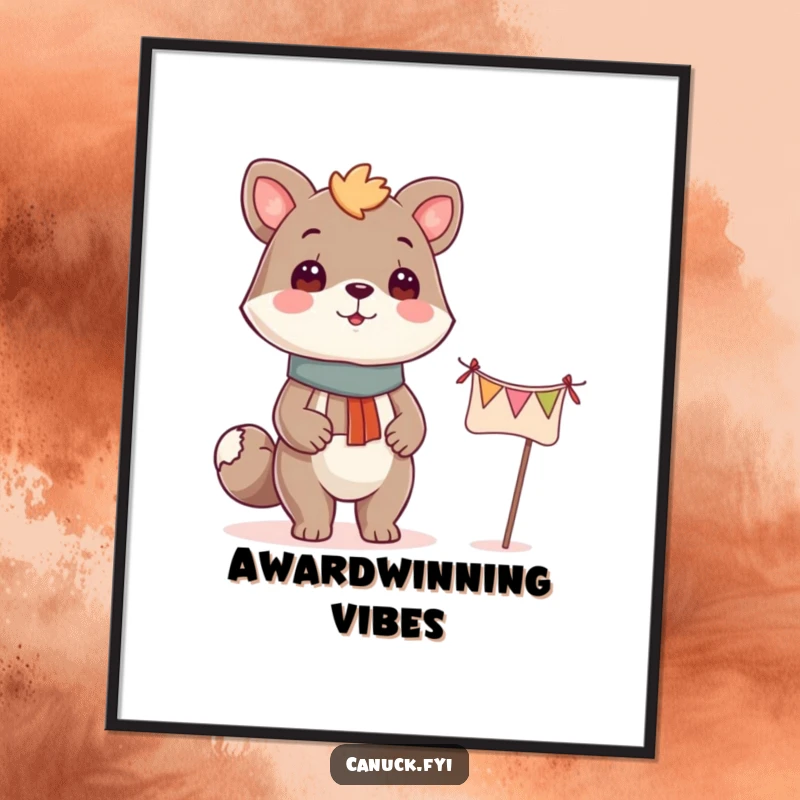 Funny proud animal banner digital art print, celebrating achievements with humorous and festive decor.