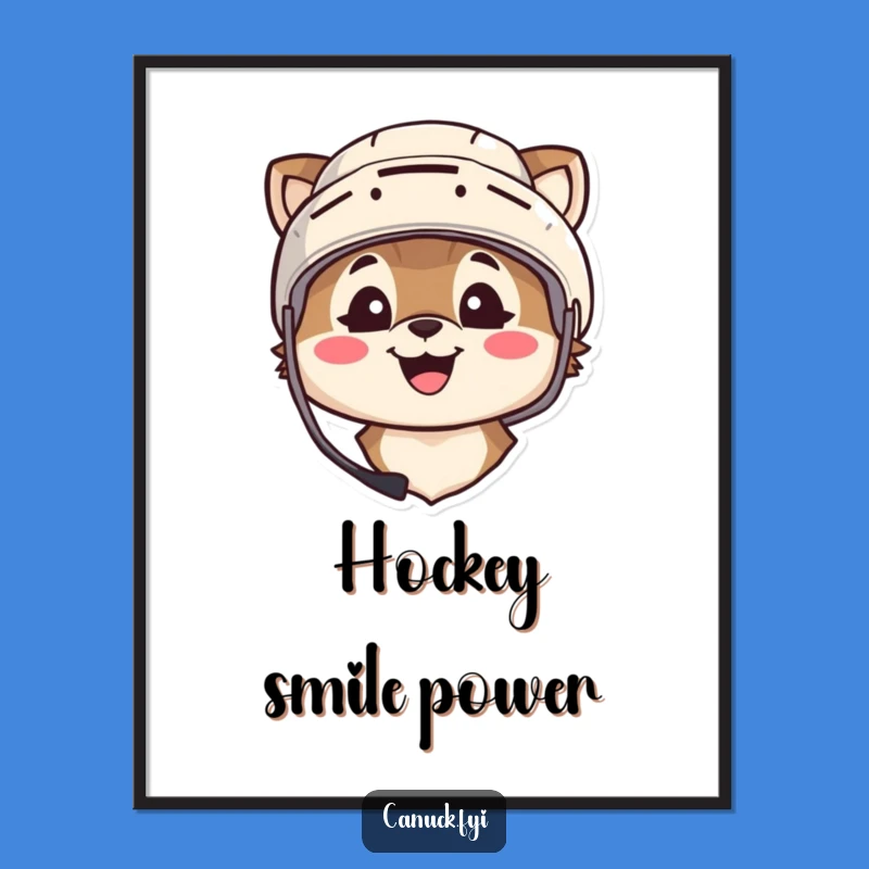 Funny Hockey Digital Print: Helmet Smile, Instant Sports Fan Gift