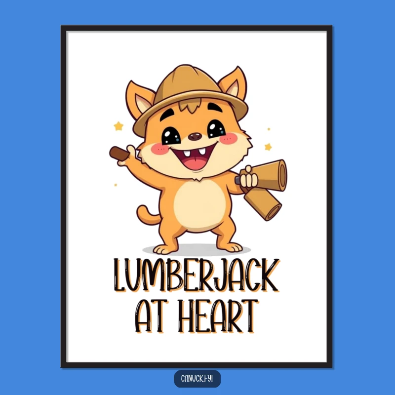 Funny Lumberjack Digital Print: Creature Chop, Instant Woodsman Gift