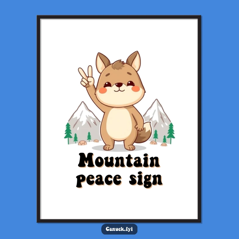 Funny Peace Animal Digital Print: Mountain Zen Art Gift
