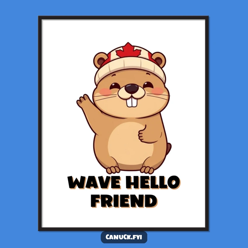 Funny Beaver Digital Art: Cheerful Canadian Animal Printable for Whimsical Decor!
