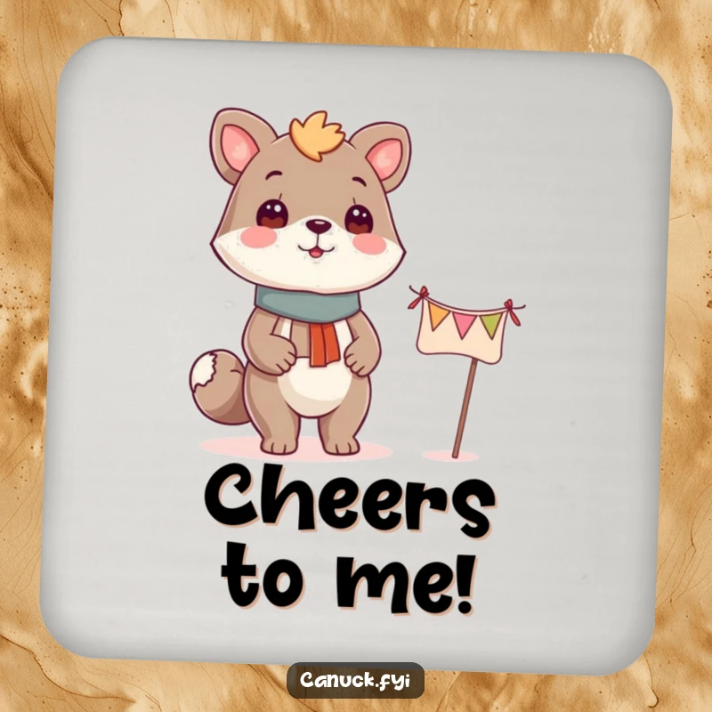 Funny proud animal banner coasters, adding a celebratory touch and surface protection.