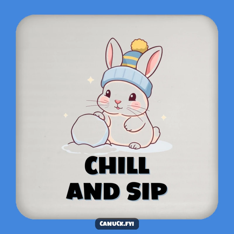 Funny Curious Rabbit Snowball Coaster, Playful Nudge Perfect Table Gift