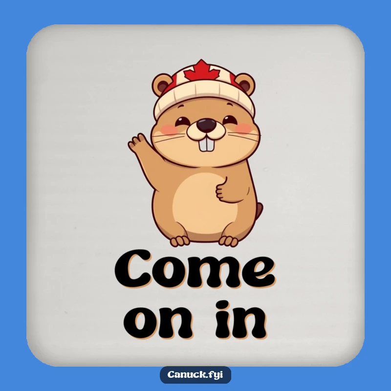 Funny Beaver Coaster: Cheerful Canadian Animal Protection for Surfaces!