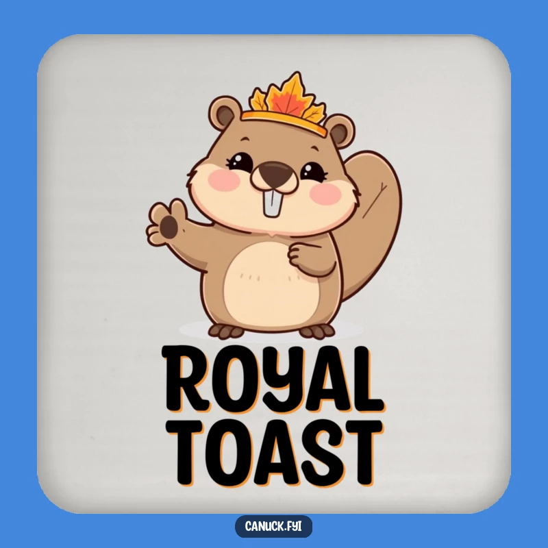 Funny Beaver Drink Coaster: Maple Leaf Crown - Tiny Canadian Gift