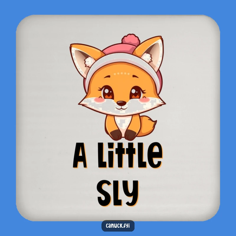 Funny Fox Coaster: Curious Tuque Fox - Winter Table Protection Gift