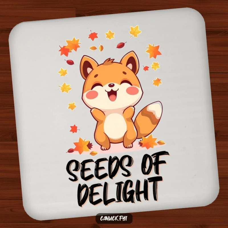 Funny happy animal maple seed coasters, bringing autumn joy and surface protection.