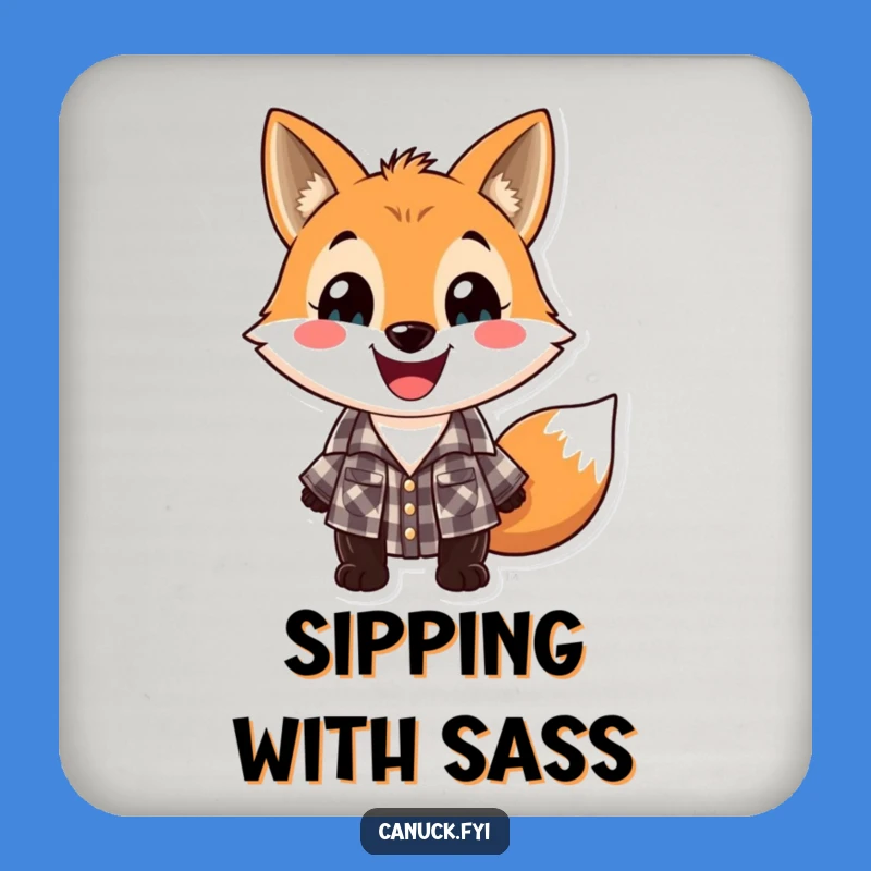 Funny Lumberjack Fox Coaster: Flannel Fox Drink Protector Gift