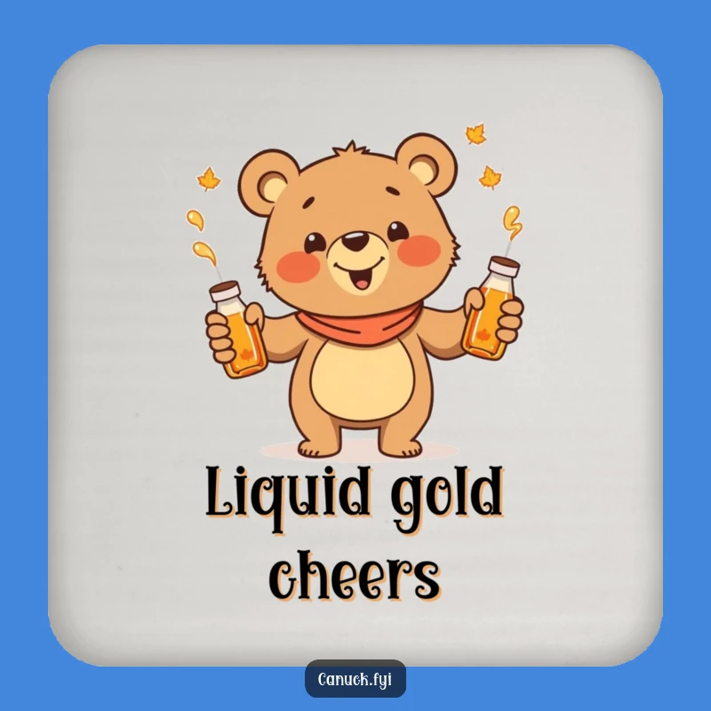 Funny Juggling Bear Coaster: Maple Syrup Cartoon Drink Protector Gift