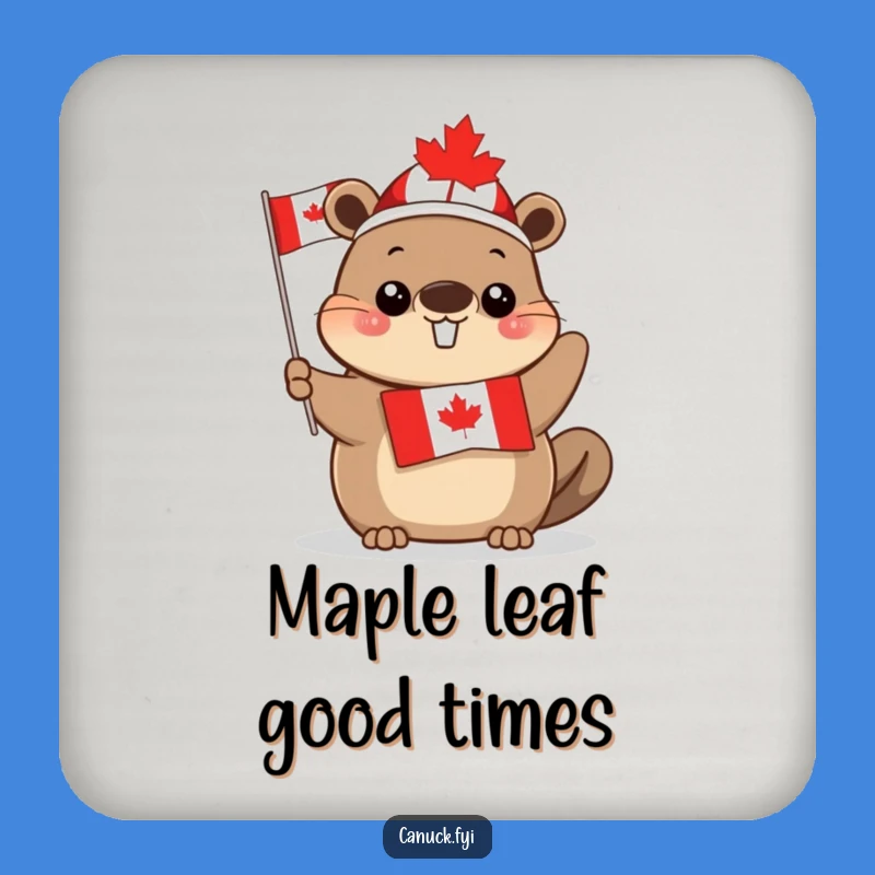 Funny Canadian Beaver Coaster: Cute Flag Drink Protector Gift
