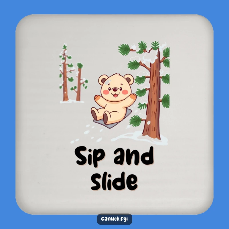 Funny Bear Cub Snow Drink Coaster: Protect Surfaces with Winter Charm