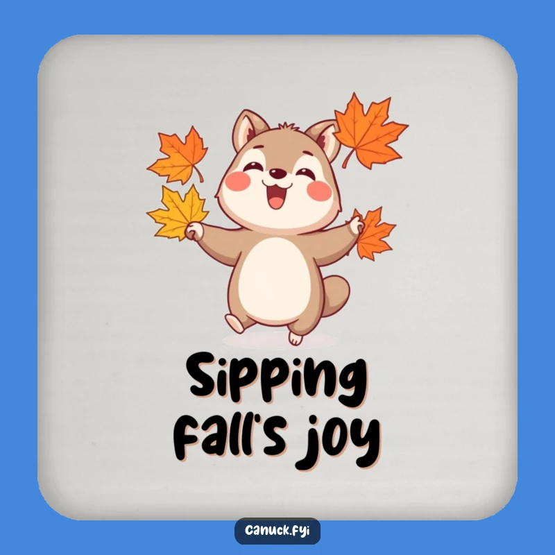 Funny Joyful Juggler Animal Coaster - Autumn Leaf Drink Protector