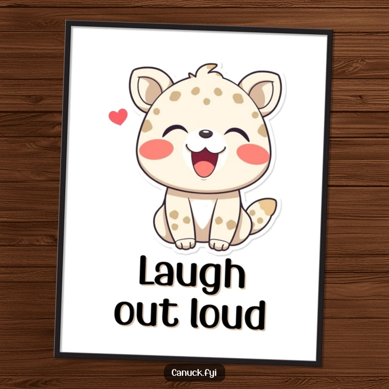 Funny poster of a joyful animal character sharing a hearty laugh, radiating infectious happiness and positive energy.
