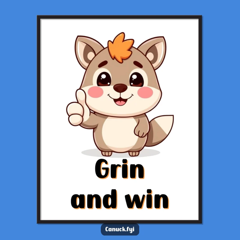 Funny Canadian Animal Thumbs Up Poster - Cheerful Positive Wall Art Gift