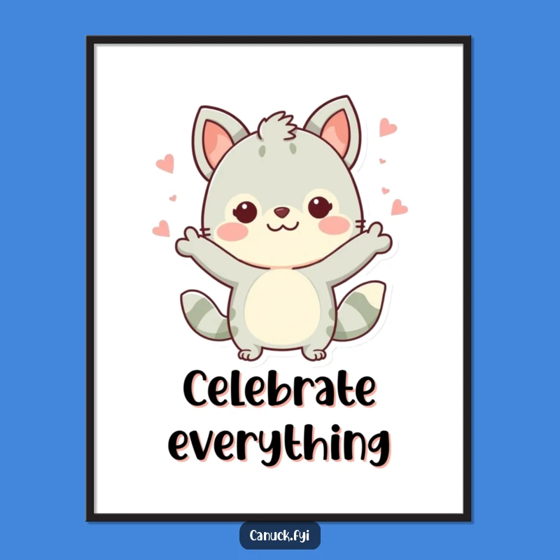 Funny Cute Dog Poster: Celebratory Gesture Art for Festive Walls
