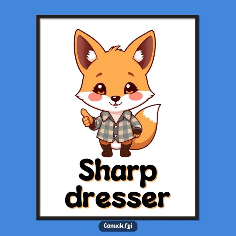 Funny Fox Art Poster - Playful Plaid Pal, Charming Wall Decor Gift