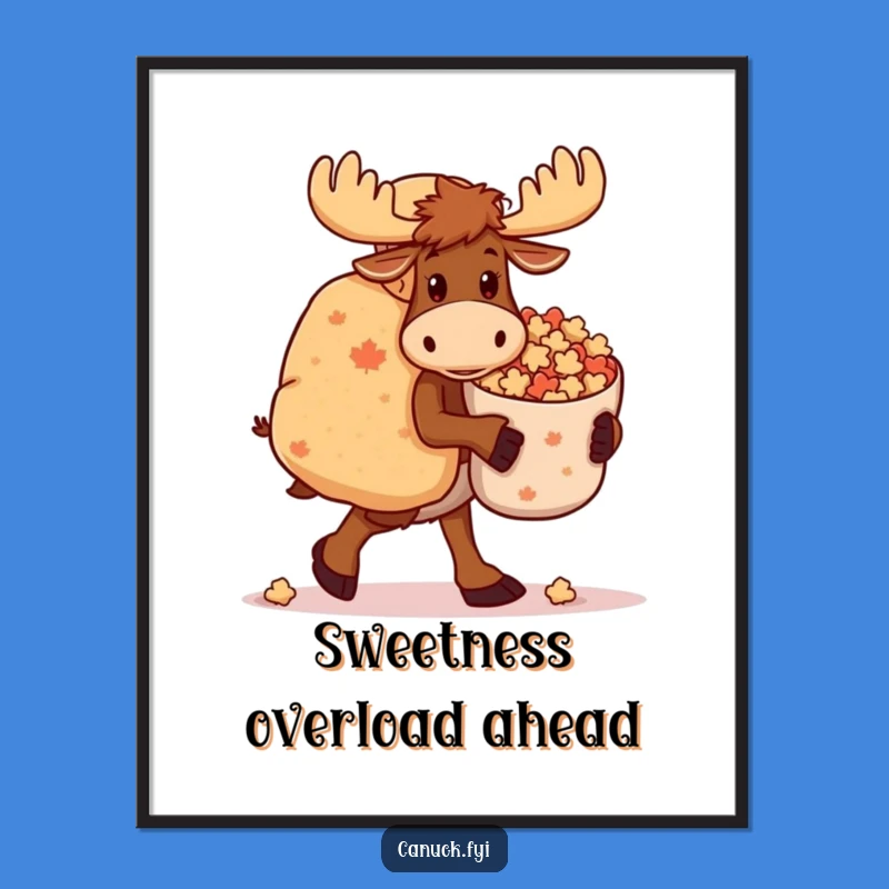 Funny Moose Poster: Clumsy Candy Haul, Sweet Humor, Humorous Wall Art, Perfect Funny Gift