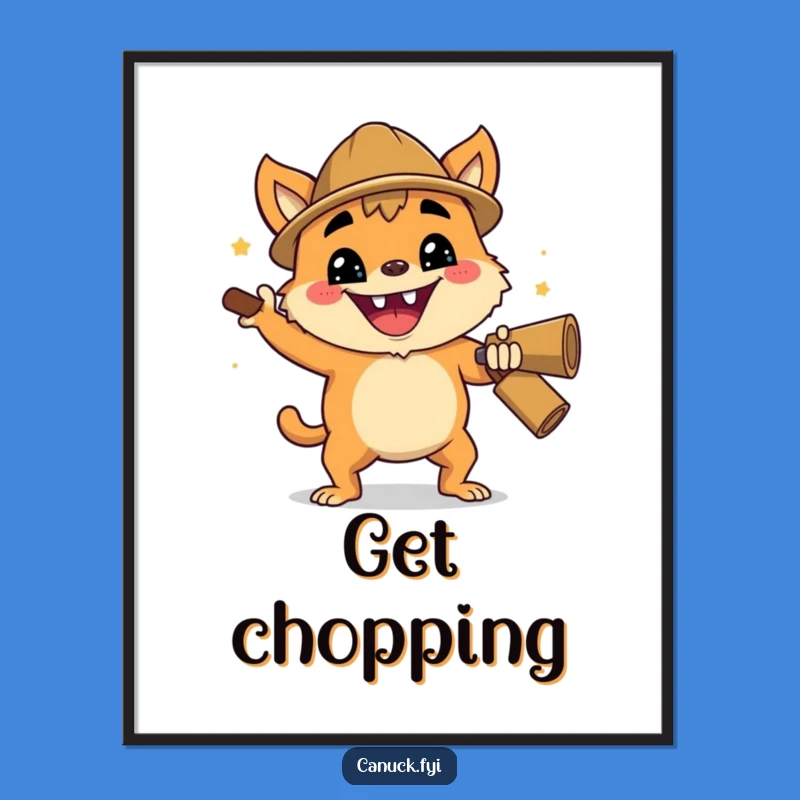 Funny Lumberjack Poster: Creature Chop Art, Woodland Decor Gift