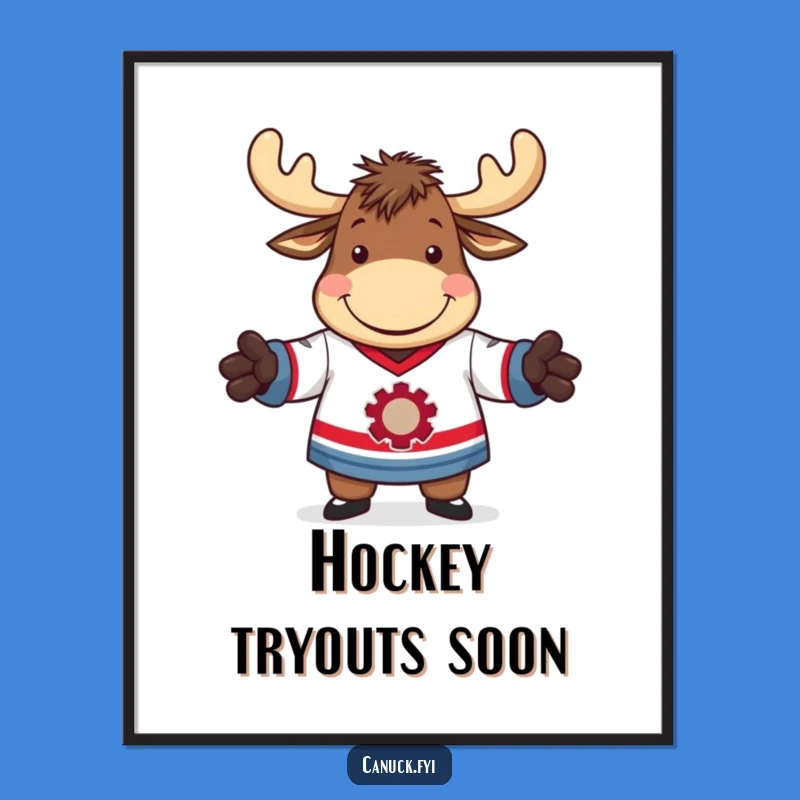 Funny Moose Hockey Poster - Hilarious Wall Art for Sports Enthusiasts