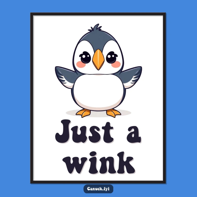 Funny Puffin Toque Poster - Winking Bird Wall Art for Coastal Charm