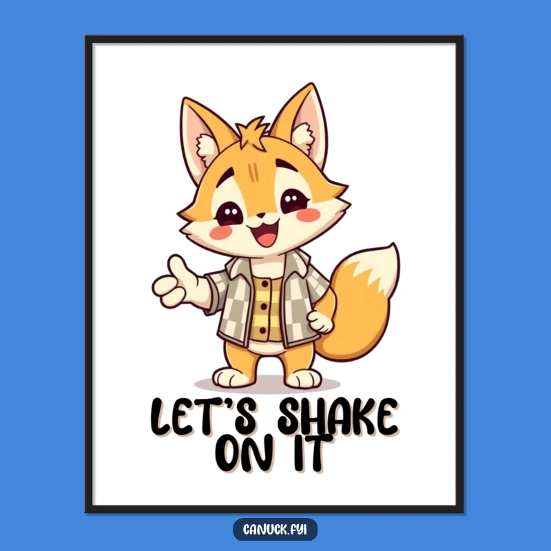 Funny Lynx Handshake Poster - Checkered Shirt Wall Art for Warm Greetings