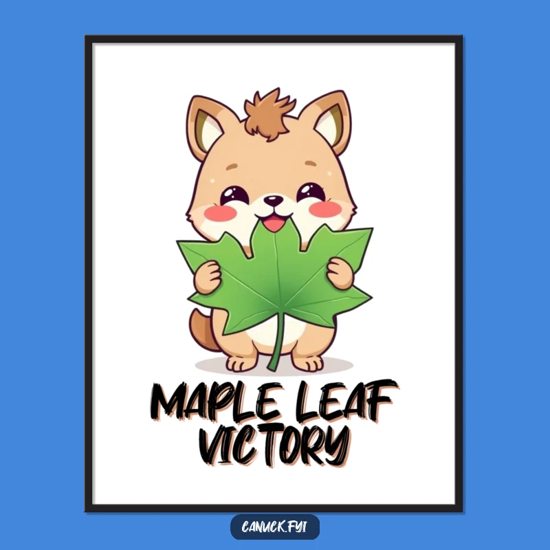 Funny Maple Leaf Art Poster: Triumphant Animal - Canadian Decor Gift