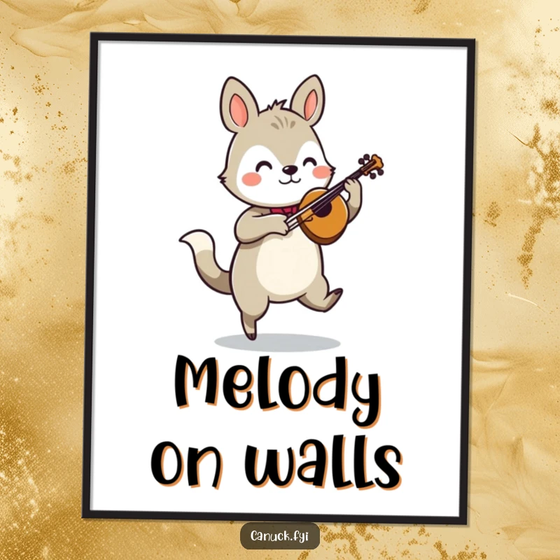 Funny animal fiddle jig poster, bringing lively musical energy and humorous decor to any wall.