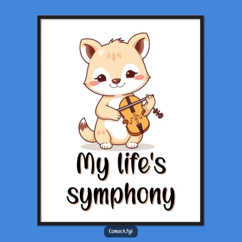 Funny Fiddle Animal Poster - Determined Musician Wall Art Gift