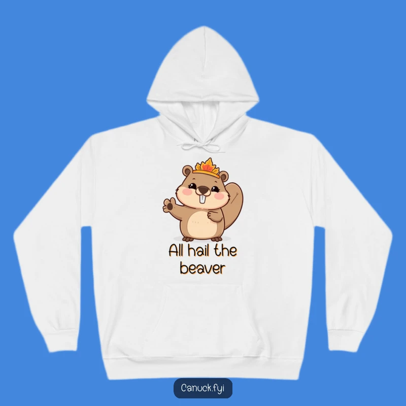 Funny Beaver Hoodie: Maple Leaf Crown King - Cozy Canadian Comfort