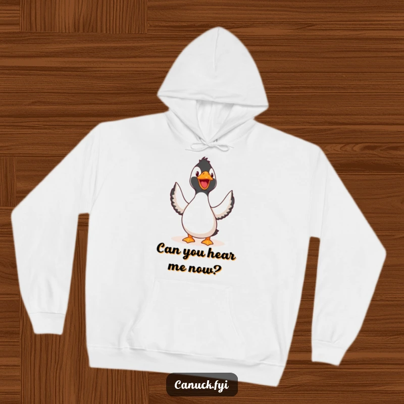Funny Hoodie: A loon joyfully calling out, captured on a cozy hoodie for a humorous and heartwarming wildlife experience.