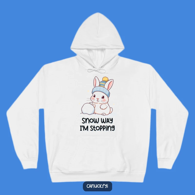 Funny Curious Rabbit Snowball Hoodie, Cozy Playful Nudge Perfect Winter Gift
