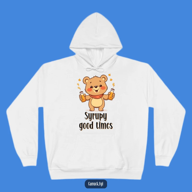 Funny Juggling Bear Hoodie: Cozy Maple Syrup Cartoon Gift