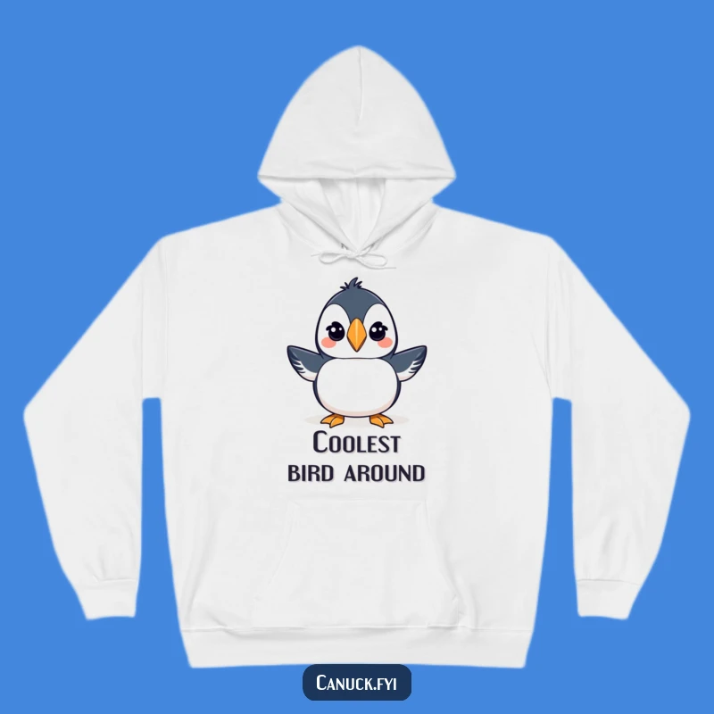 Funny Puffin Toque Hoodie - Cozy Winking Bird Gift for Warmth & Wit