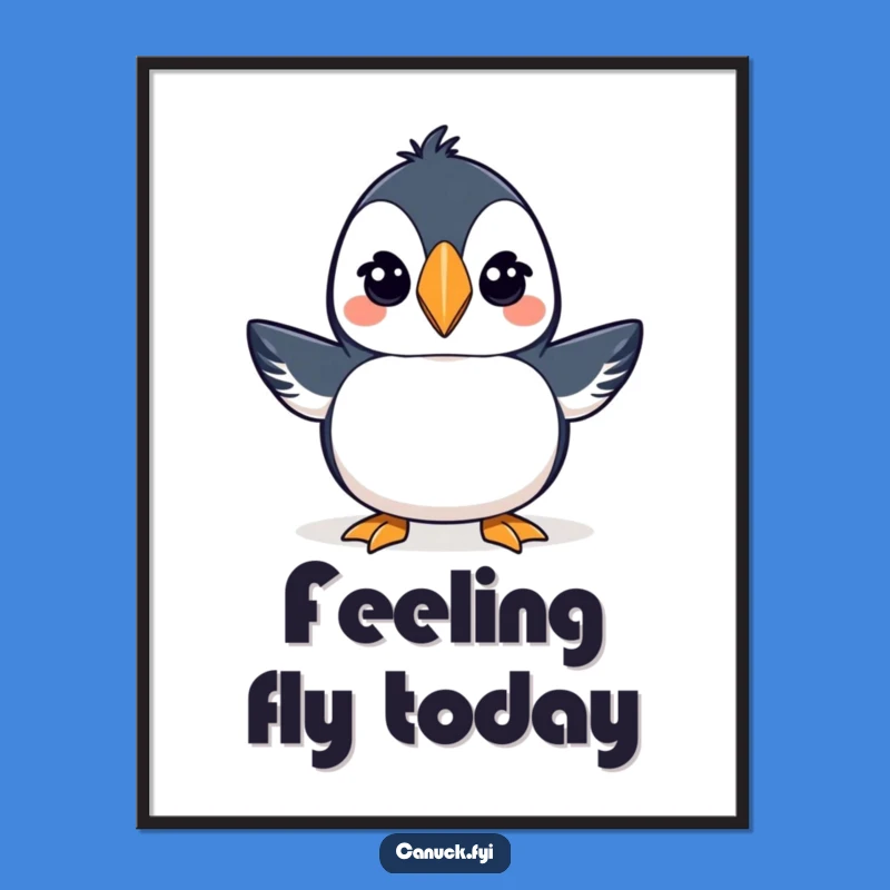 Free Printable Winking Puffin Art - DIY Downloadable Decor Gift