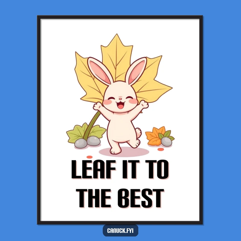 Free Printable Funny Rabbit Wall Art - Maple Leaf Dance Downloadable Decor