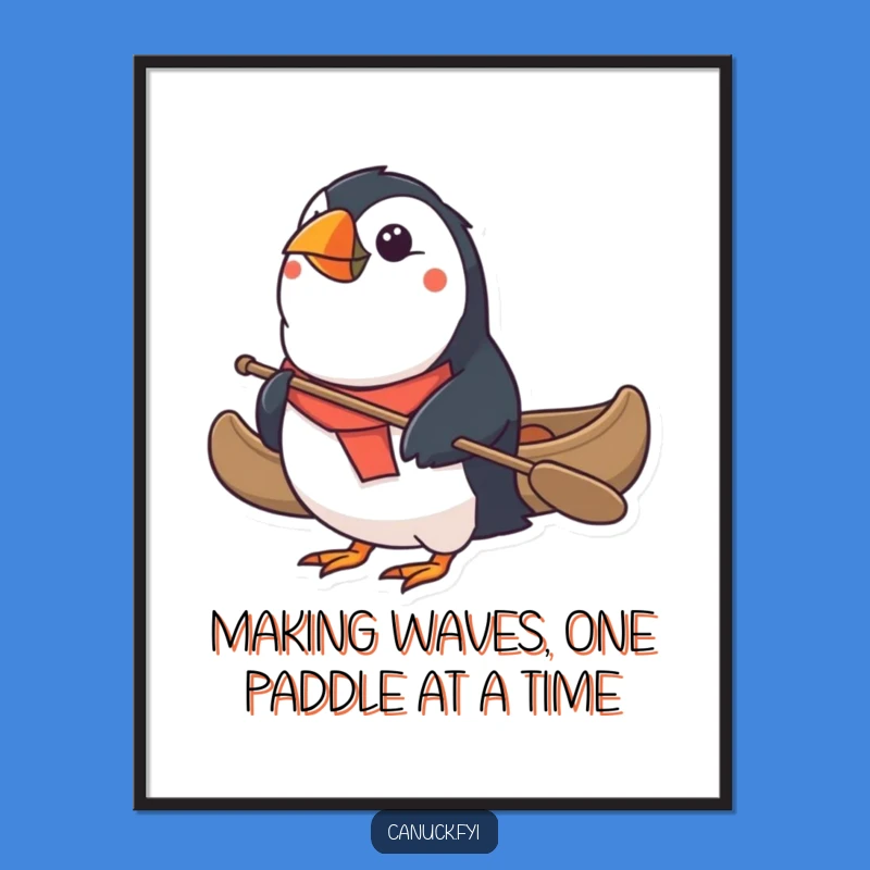 Free Printable Puffin Canoe Wall Art - Funny Downloadable Adventure Decor!