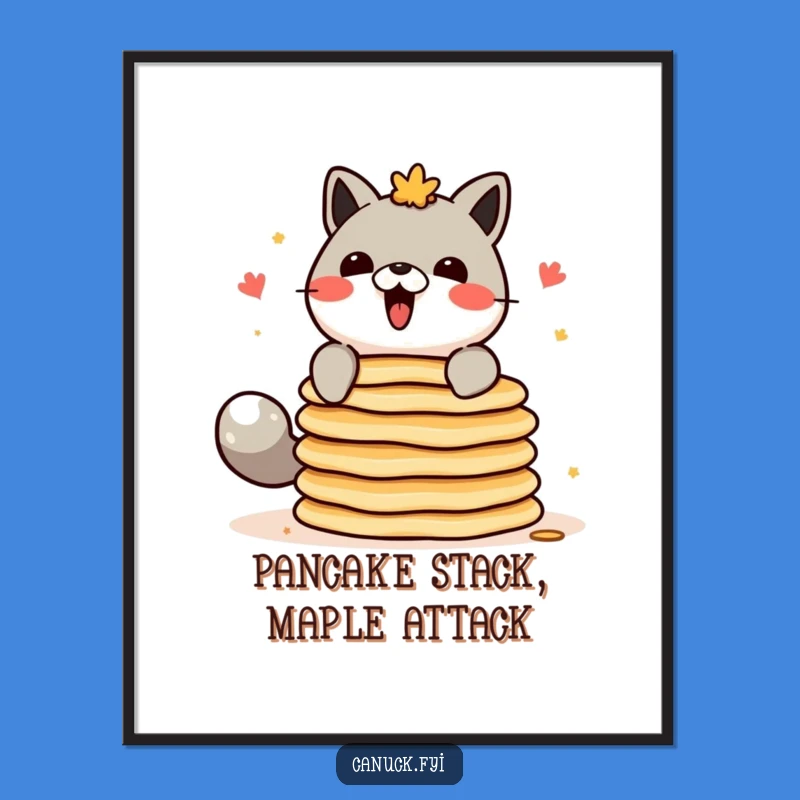 Free Printable Wall Art: Canadian Animal Balancing a Stack of Pancakes