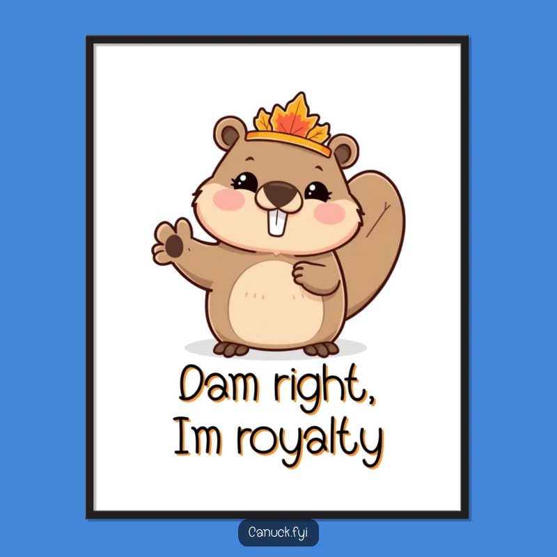 Free Printable Wall Art: Royal Beaver Waves, Charming Canadian Downloadable Art