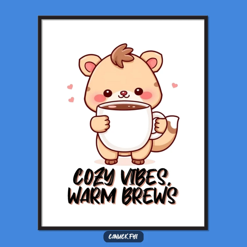 Funny Free Printable Cozy Animal Wall Art - Steaming Hot Chocolate Decor
