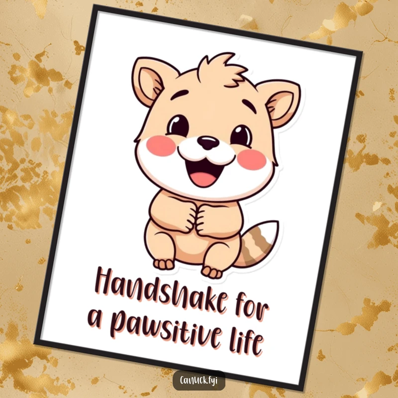 Funny Free Printable Wall Art showcasing a smiling animal character offering a warm, welcoming handshake, bringing joy to any room.