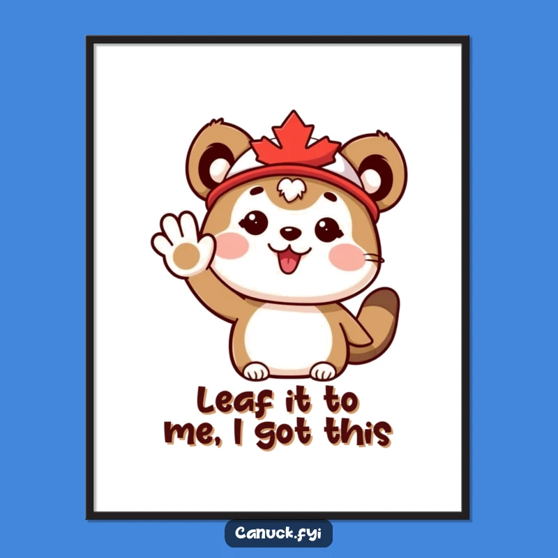 Funny Free Printable Wall Art: Maple Leaf Animal Waves, Downloadable Whimsical Decor