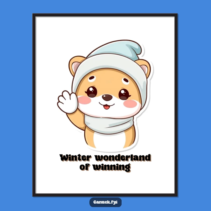 Funny Free Printable Wall Art: Waving Winter Animal, Downloadable Humorous Decor