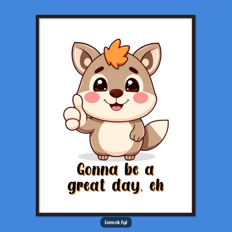 Free Printable Wall Art: Cheerful Canadian Animal Thumbs Up!