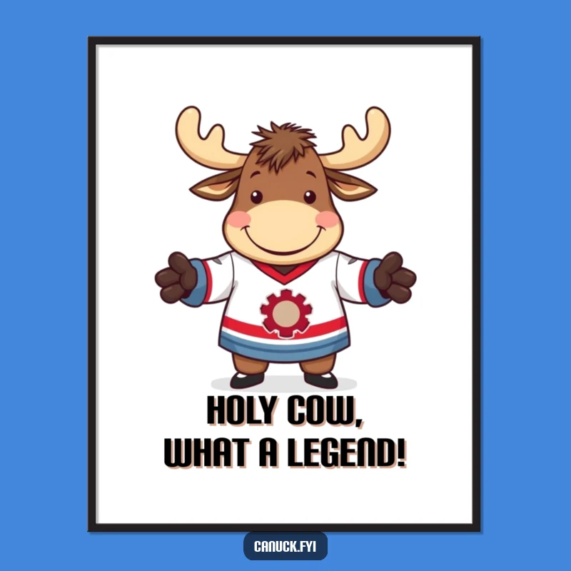 Free Printable Funny Moose Hockey Art - DIY Downloadable Decor Gift
